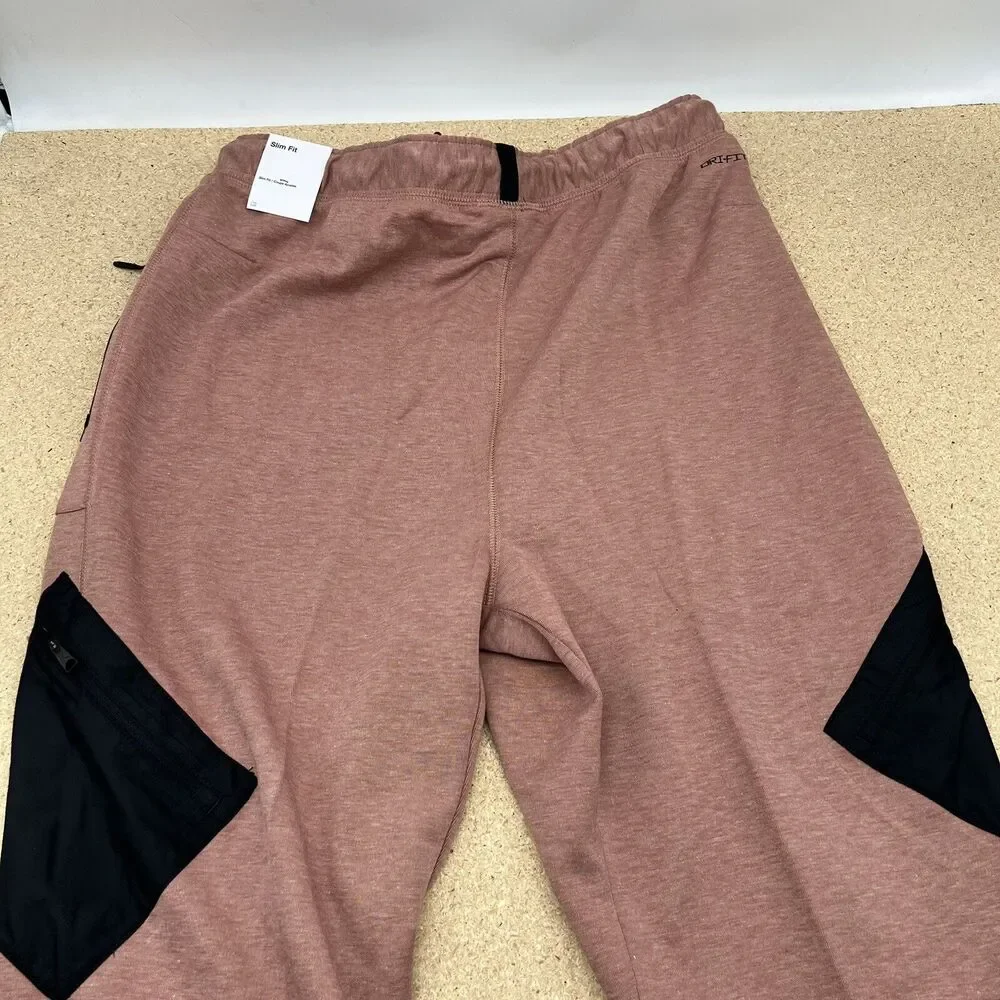NEW XL Jordan Dri Fit Statement Fleece Track Pants SLIM Fit Men Coral DJ0873-668